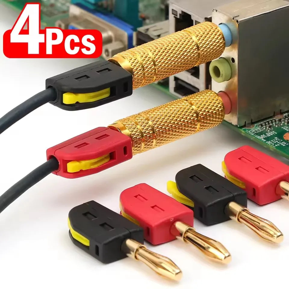 1/2/4Pcs 4mm Banana Plug High Current Quick Connect Gold-Plated Banana Connector 32A Red&Black No Solder Wire Connectors
