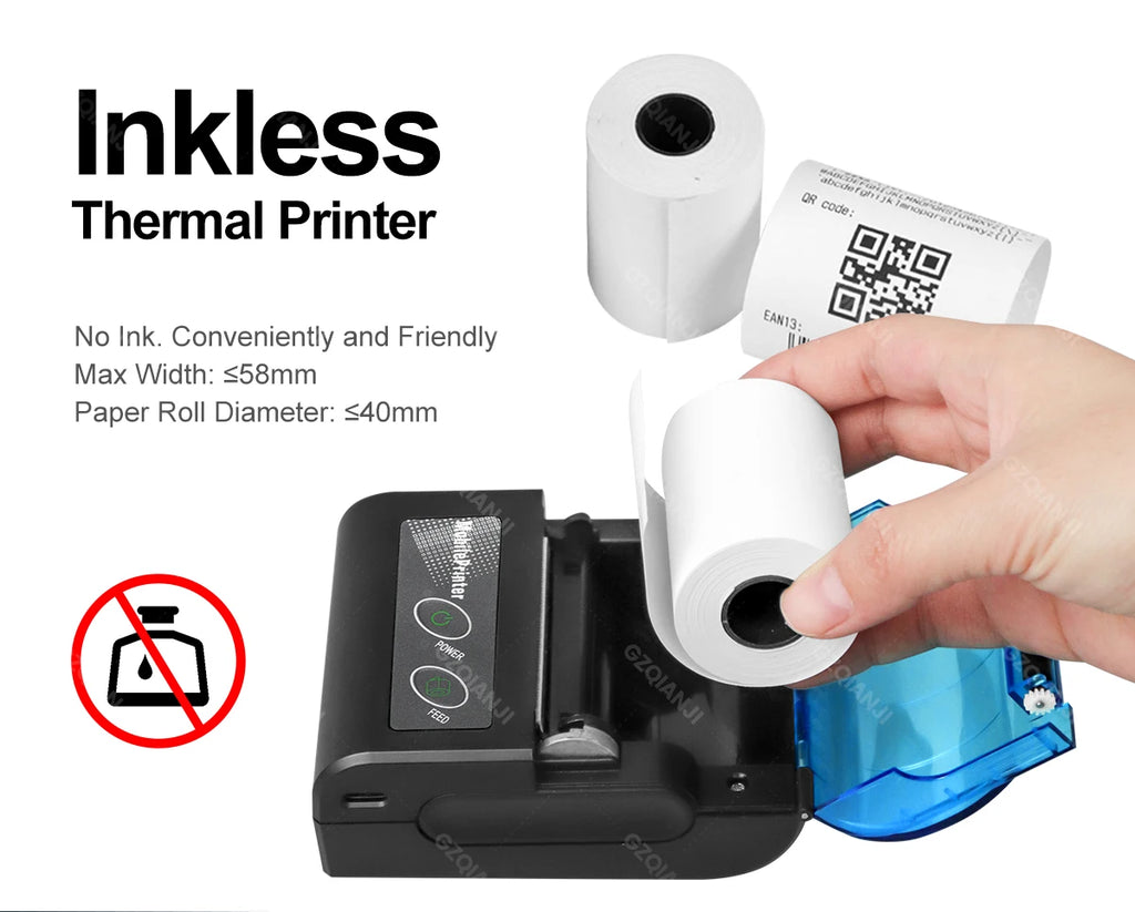Mini Bluetooth Thermal Printer Wireless Protable 58mm Receipt Bill POS Printer Loyverse POS Free App on Android Small Business