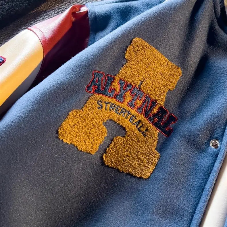 Casual Letter Embroidered Baseball Jacket Men's Women's Loose Fit Comfortable Outerwear Fashionable Preppy Style Spring Autumn