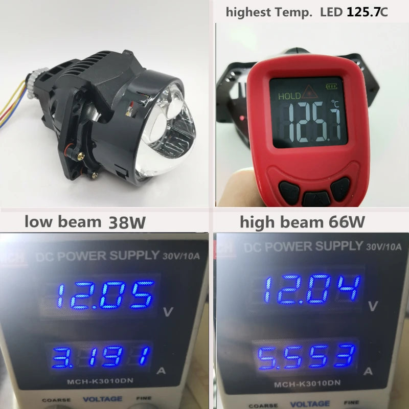 OWN 66W XZF THREE BEAM BI LED PROJECTOR LENS 3" EASY INSTALLTION MOUNTING,  A3 BILED LASER HIGH MAX