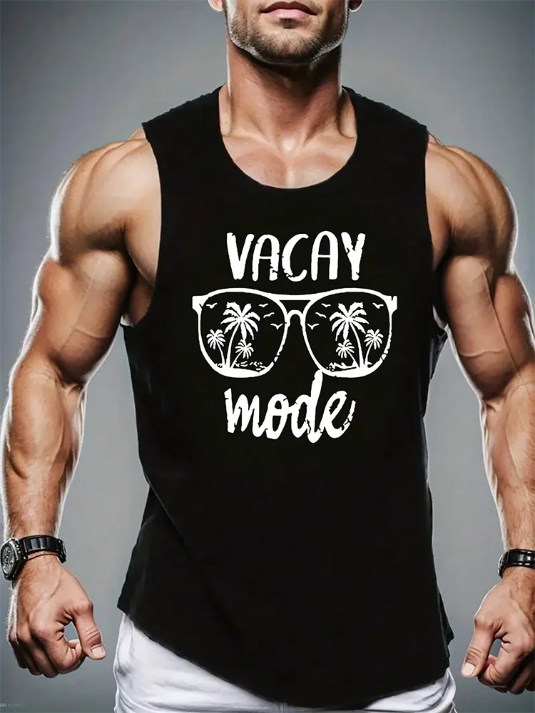 Summer Exercise Fitness Men's Tank Top Daily Street Men's Fashion Tank Top Outdoor Sports Loose Comfortable Men's Sleeveless Tee