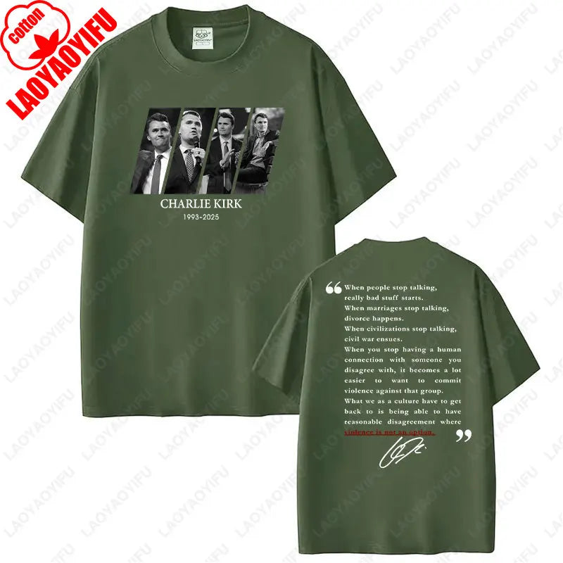 Quotes of Charlie Kirk Shirt Pray for Charlie Kirk T-Shirt 2025 Freedom Graphic Printing Tees Unisex Cotton Short-sleeve Tops
