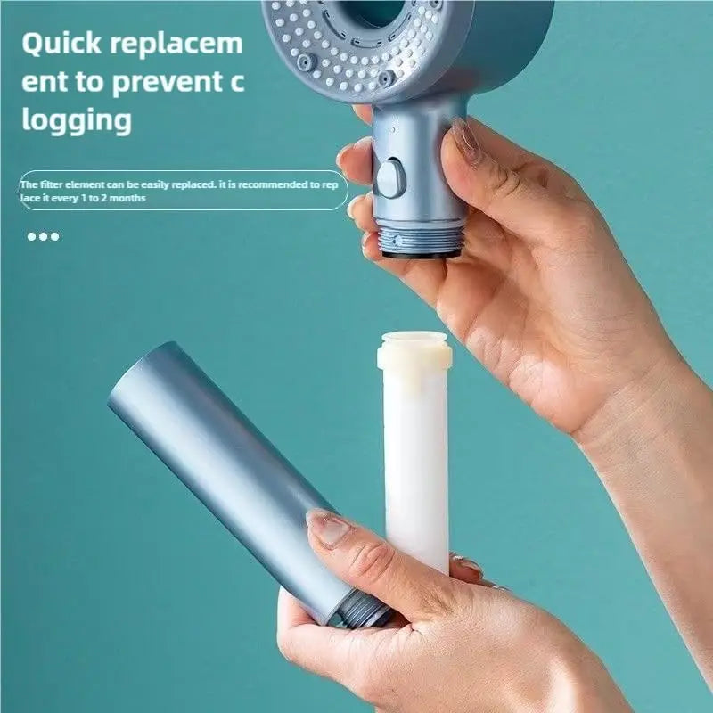 New 5 Speed Adjustment Showerhead High Pressure Shower Head One-Key Stop Handheld Shower Filter Showers for Bathroom Supplies