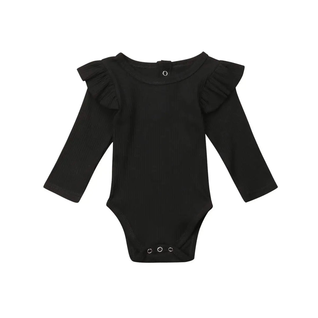 ma&baby 0-24M Spring Fall Newborn Baby Girls Romper Infant Knit Ruffle Jumpsuit Soft Long Sleeve Solid Color  Clothing