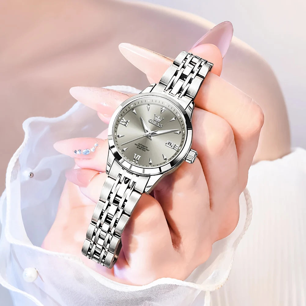 OLEVS 9956 Watch For Women Auto Date Elegant Mechanical Women Watch Waterproof Simple Fashion Business Automatic Wristwatch