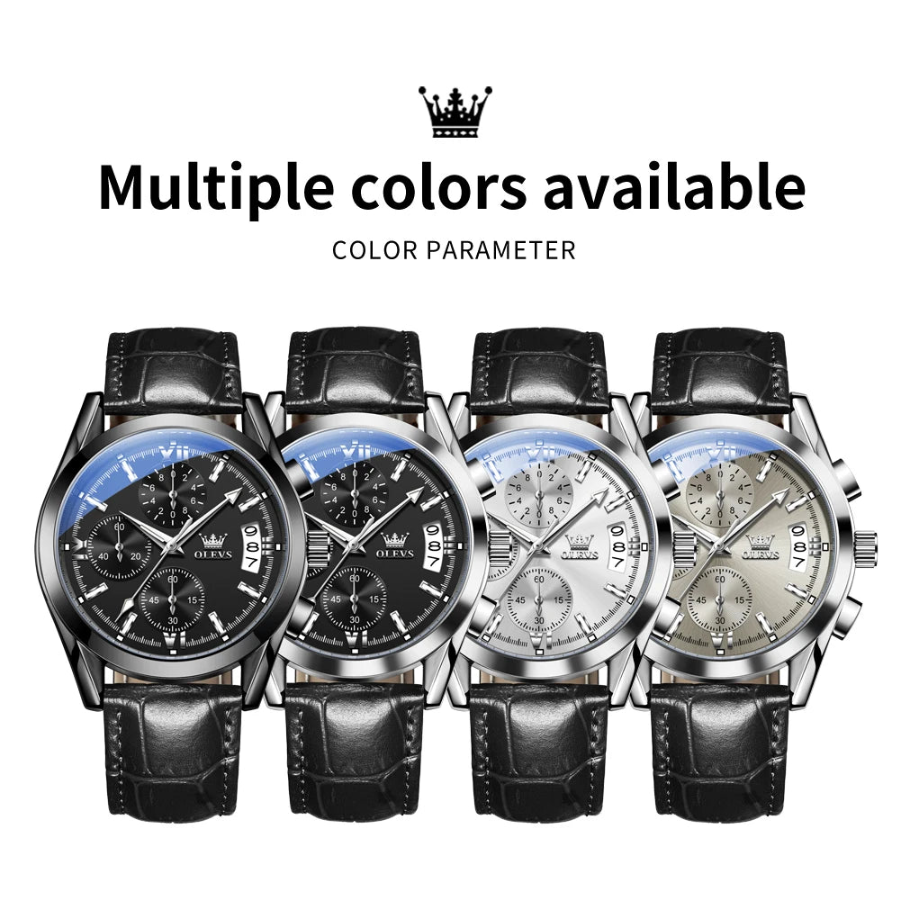 OLEVS 2987 Men Original Quartz Movement Wristwatch Fashion Metallic Texture Calendar Window Luminous Function Waterproof Watch