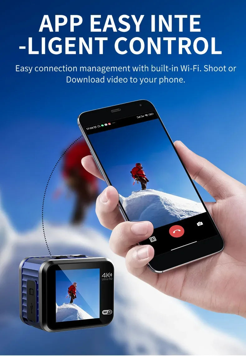 4K 60FPS Ultar HD Mini Action Camera Wifi Remote Control Screen Waterproof DV Sport Camcorder Drive Recorder Wireless Webcam V8