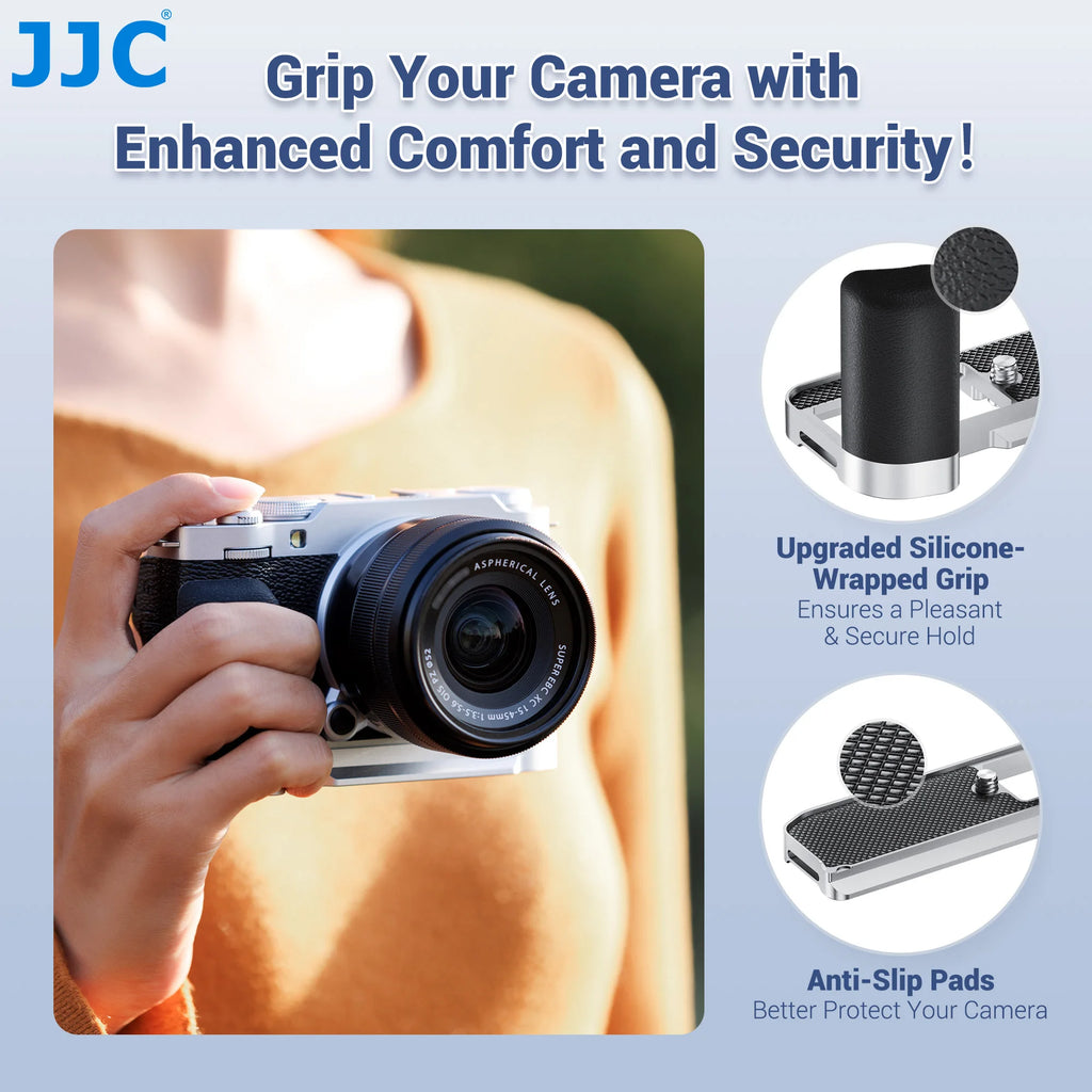 JJC X-M5 L-Shape Metal Hand Grip Handgrip for Fufilm Film X-M5 XM5 Camera With Arca Swiss Quick Release Plate Silicone Handgrip