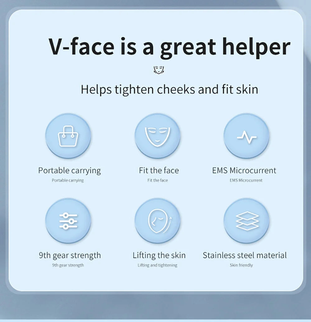 EMS Facial Massager V-Face Double Chin Reducer Face Shape Facial Lifting Machine Chin Slimmer Skin Tightening Care Beauty Device