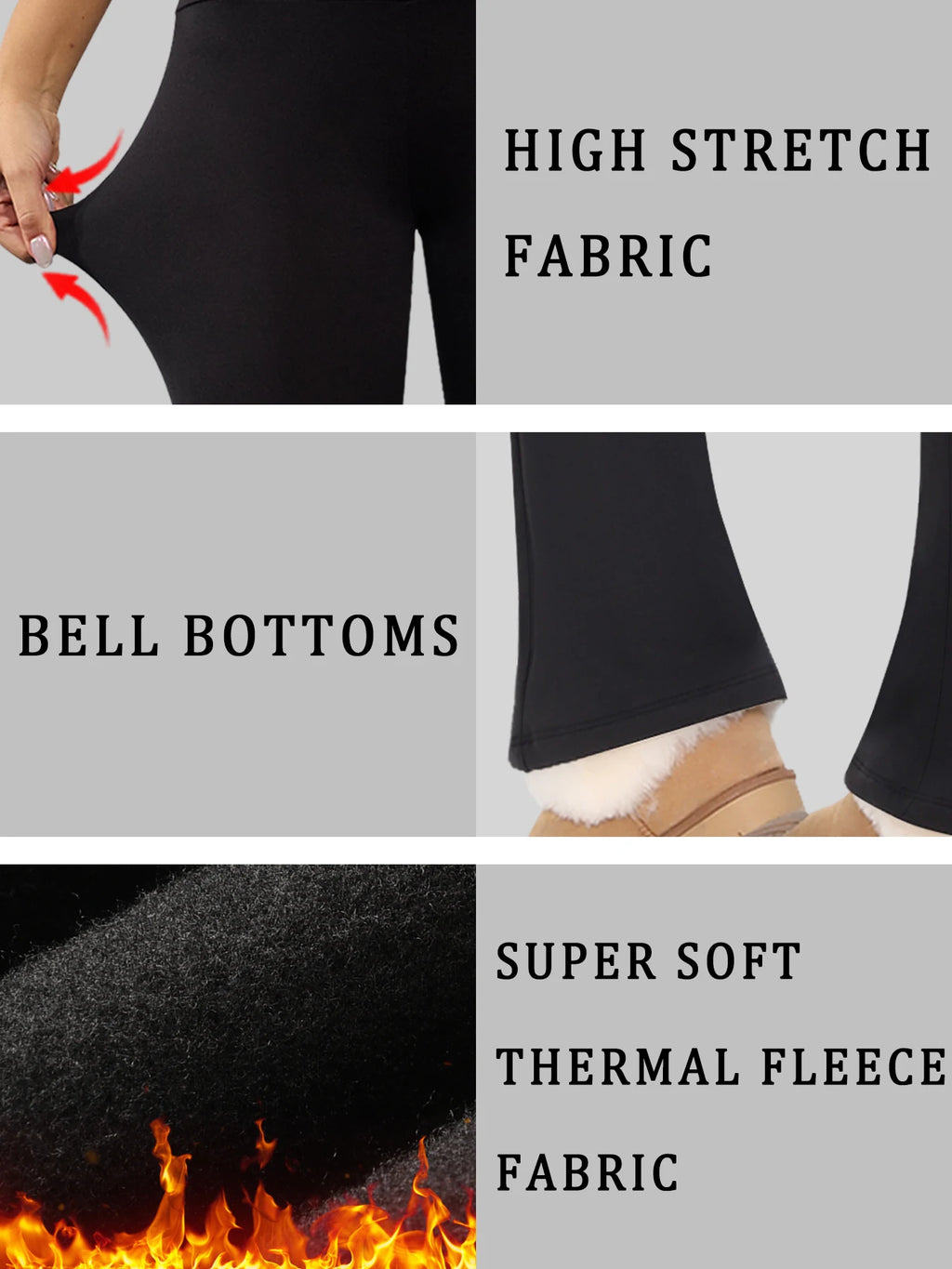 Women's Super Soft High Waisted Fleece Flare Leggings with Tummy Control. Comfortable Bootcut Design for Yoga and Daily Wear