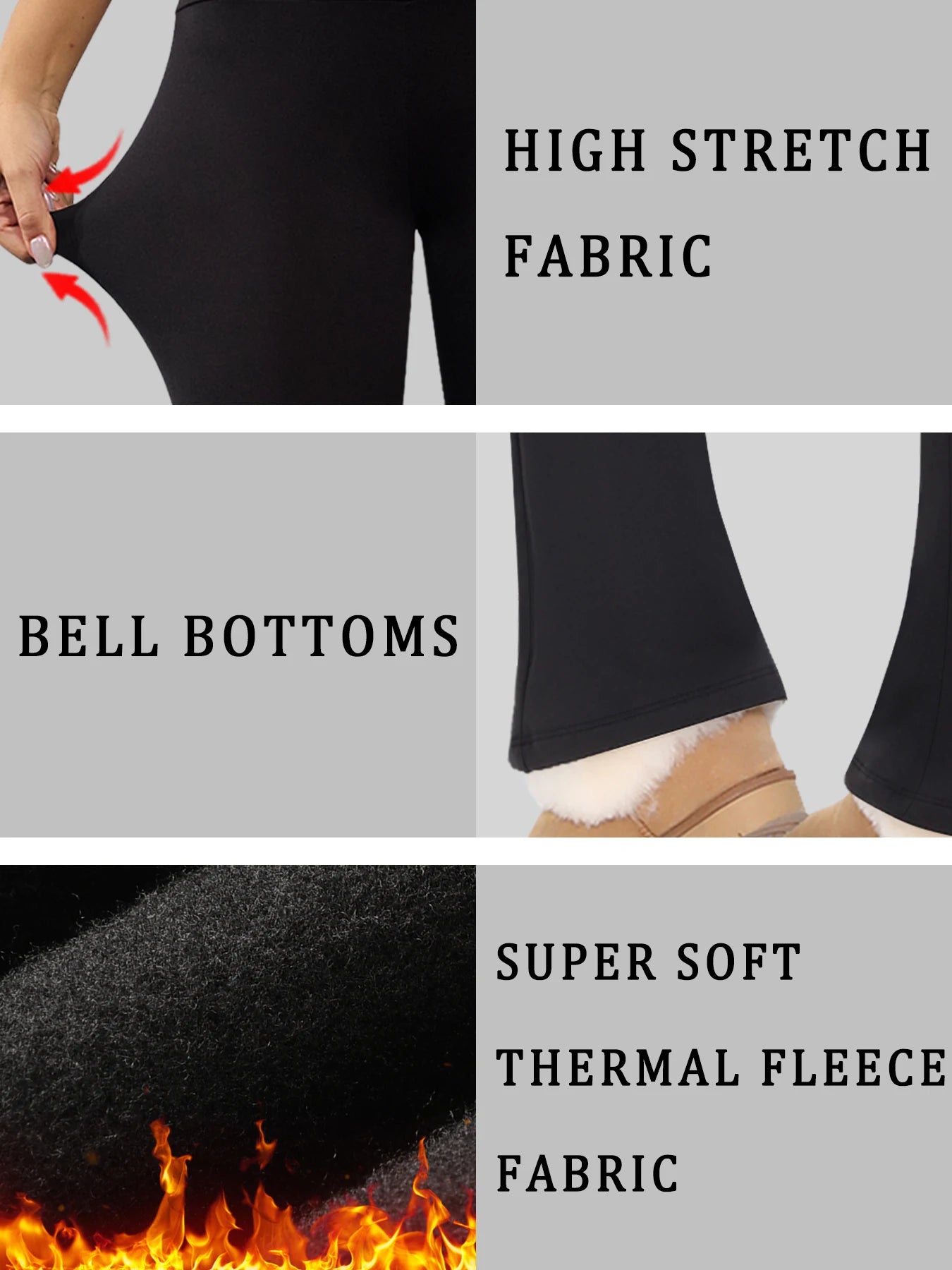Women's Super Soft High Waisted Fleece Flare Leggings with Tummy Control. Comfortable Bootcut Design for Yoga and Daily Wear