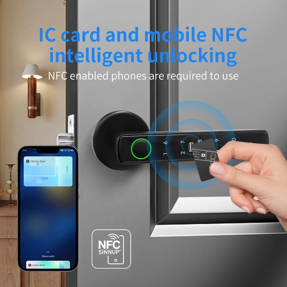 Tuya Smart Door Lock Bluetooth Fingerprint Recognition Electronic Lock Smart Life Home Automation System Supports Hotel Office