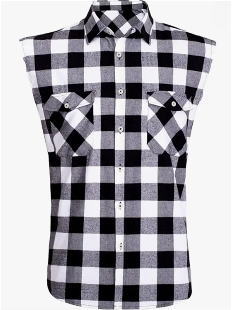 Men's Summer Fashion Casual Plaid Print Sleeveless T Shirt Vest Buckle Sanding 2024 Korean Style Mens Tank Tops Beach Vest