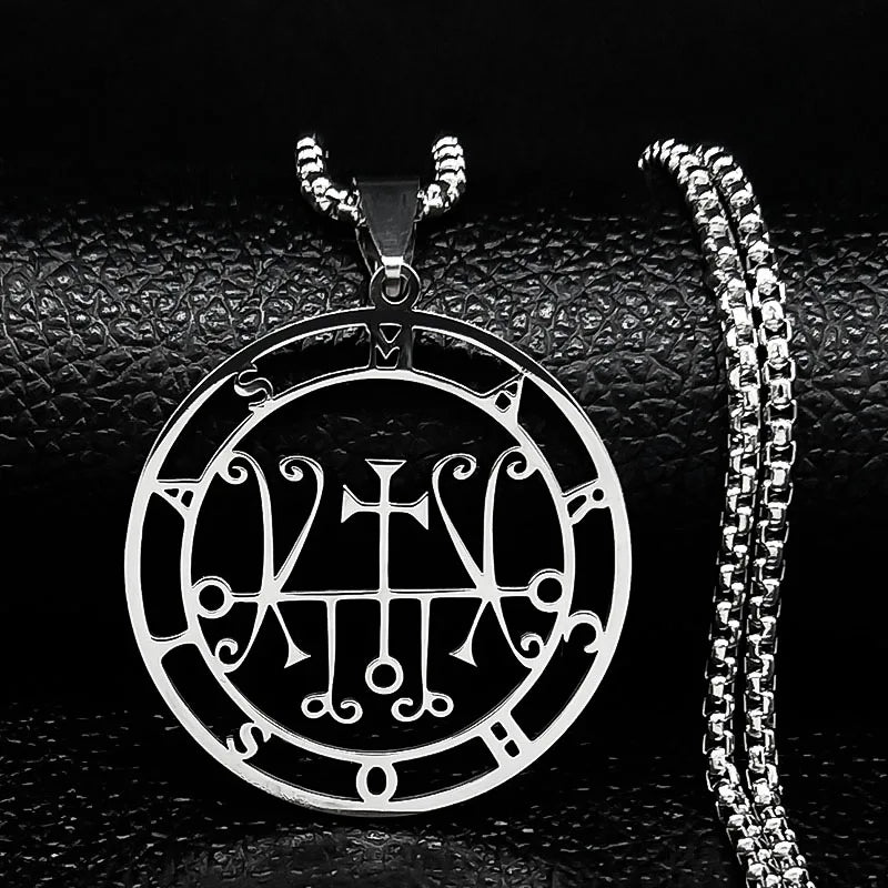 2024 Fashion Sigeal Sigil De Lucifer Stainless Steel Satan Necklace Asmoday Lazer Key Baphomet Stamp Jewelry N7118S03