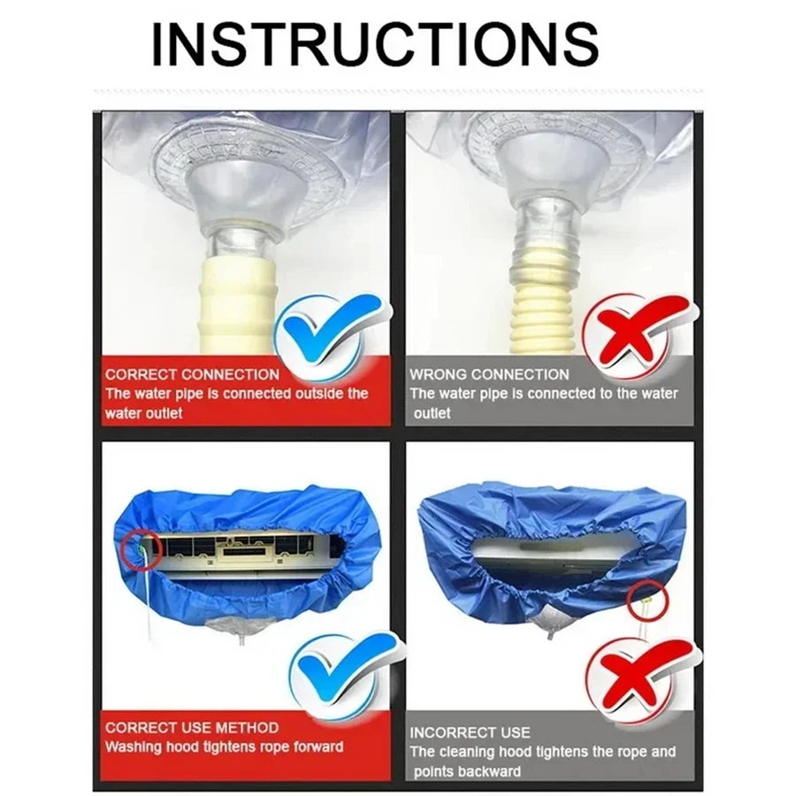 Suitable for 24000-36000 Btu Large Air Conditioning Water Cover Set Cleaner with Water Pipe Conditioner Waterproof Cleaning Kit