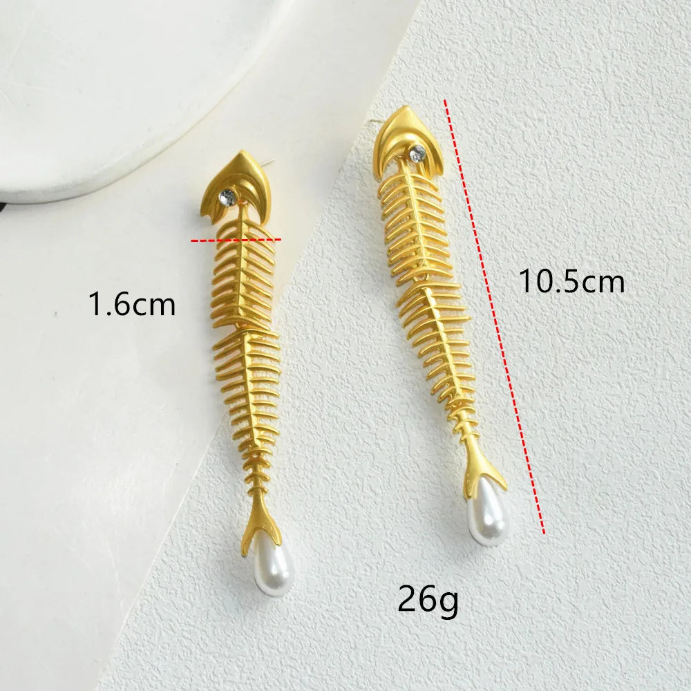 Novelty Design Alloy Big Fish Bone Pendant Choker Necklace For Women Fashion Jewelry Exaggerated Brand Show Statement Necklace