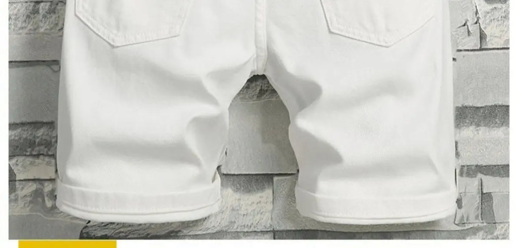 Men's Denim Shorts 2025 Summer Y2k Streetwear Ripped Casual Denim Knee Length Solid Jeans Shorts White New Classic Jeans Shorts