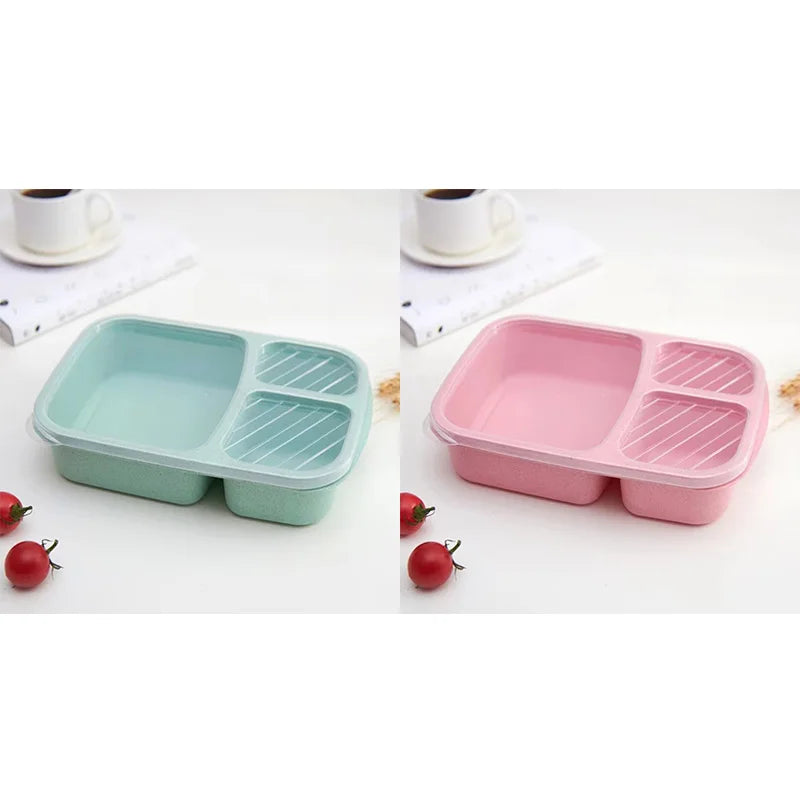 1-3pc Straw Lunch Box Portable Bento Box With Compartment Picnic Bento Box Fruit Container Microwave Oven Dinnerware for Student