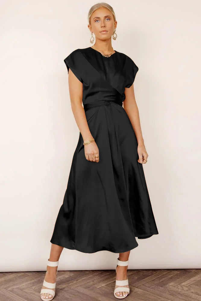 High Quality Spot Wholesale Fashion Summer Women Clothing High-end Satin Binding Elegant Drape Light Evening Dress Vestidos Y2k