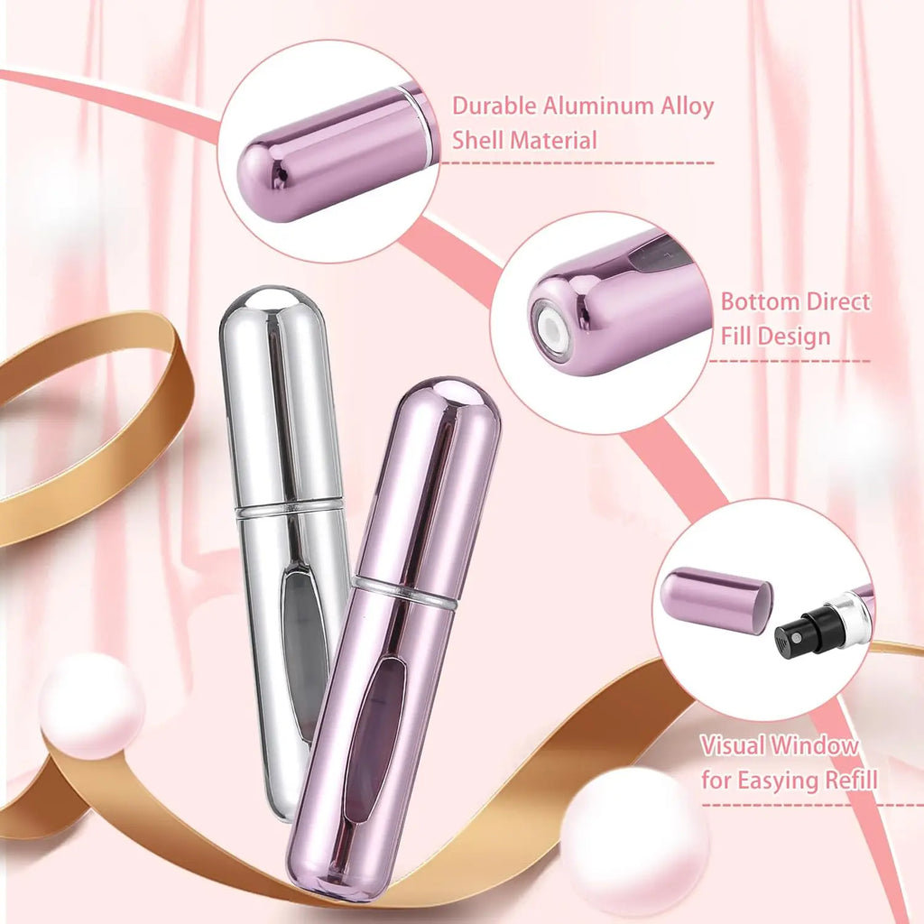 5Pcs 5ml Spray Scent Pump Perfume Bottle Refillable Spray Atomizer Bottle Mini Travel Empty Cosmetic Containers
