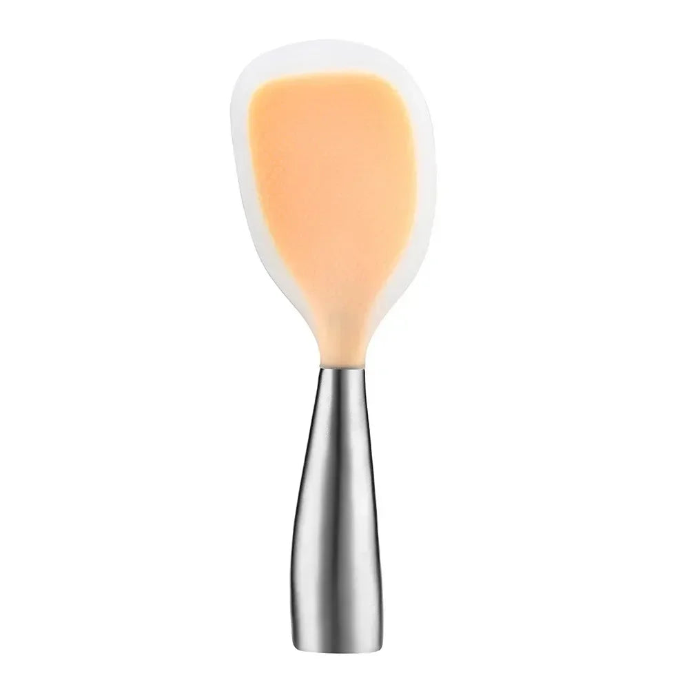 Stainless Steel Handle Silicone Spoon Food Grade Non Stick Non Slip Rice Spoon High Temperature Resistant Kitchen Utensil
