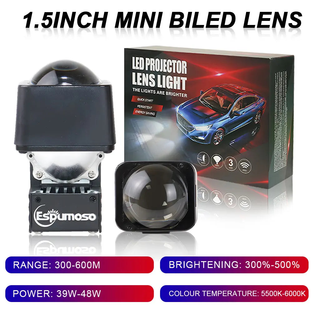 LED High Beam Projector 1.5 inch Matrix LED Lens 10000LM Bi-led Auxiliary Headlight Fog Light For Car Motorcycle Accessories