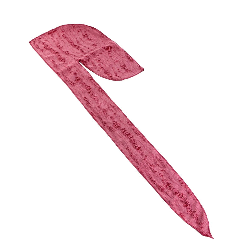 New Punk Style Cotton Durag Headband Elastic Knit Fabric Long Tail Pirate Cap for Men Cycling Head Scarf