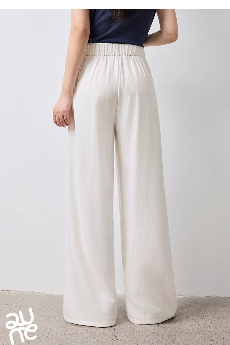 TOYOUTH Women Wide Leg Pants Summer 2026 Textured 3D Pleated Design Hip Covering Loose Breathable Comfortable Casual Daily Style