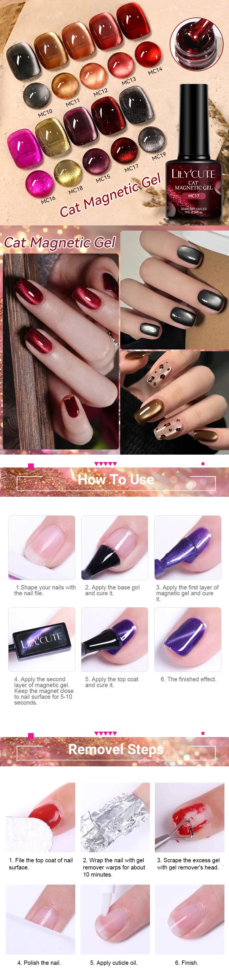 LILYCUTE 7ml Gold Coffee Cat Magnetic Gel Nail Polish Autumn Winter Nails Ultra Shine Moonlight Semi Permanent UV Gel Soak Off