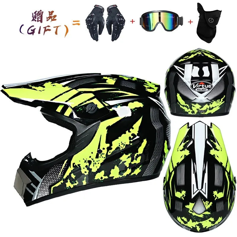 Off-road Motorcycle Helmet, Adult Motocross ATV Downhill MTB DH Helmet with Visor, DOT Approved Capacetes for Riding