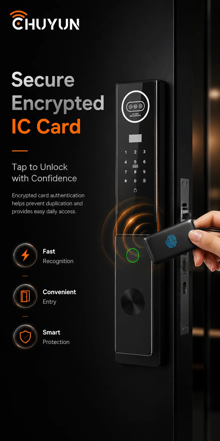 Tuya Smart WiFi Door Lock with Face Recognition Fingerprint Password IC Card Digital Keyless Entry