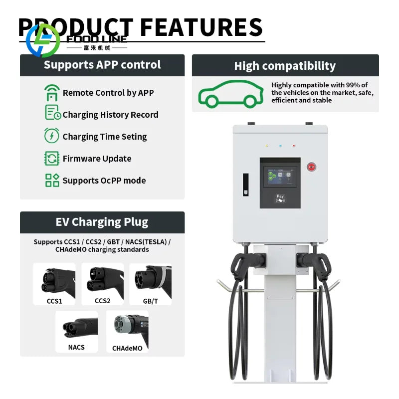 Customized Electric Charger Car Station Ev Charge Portable 20-60KW Single Connector DC Charging Station GB/T