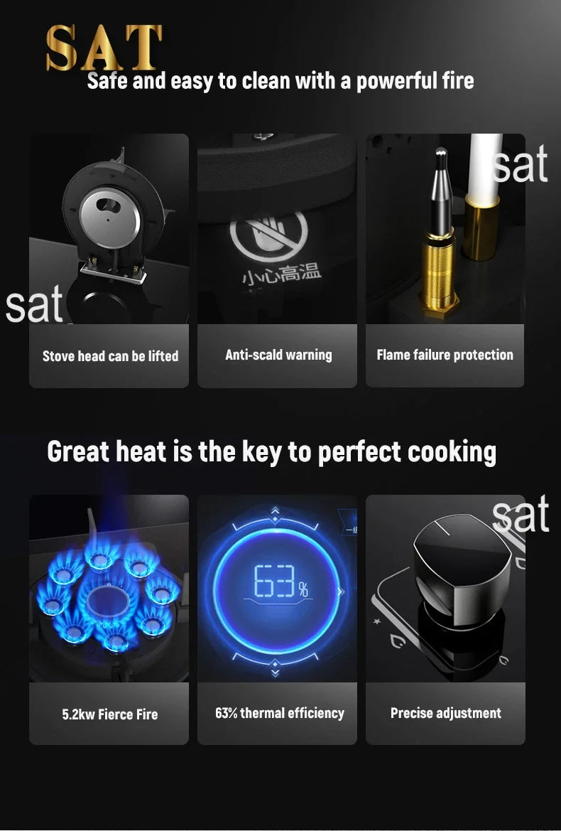 Household kitchen full air intake strong fire natural gas stove dual stove household energy-saving and gas saving gas stove