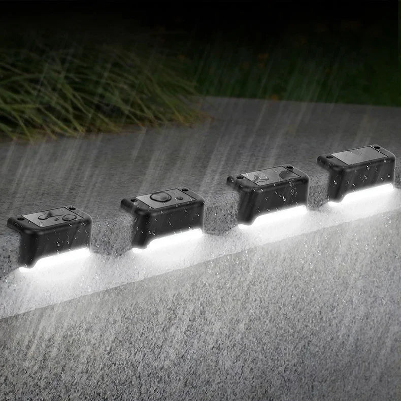 1/4PCS Solar LED Deck Lights Waterproof Outdoor Step Fence Lighting for Patio Yard Stairs Automatic Dusk-to-Dawn L-Shaped Design