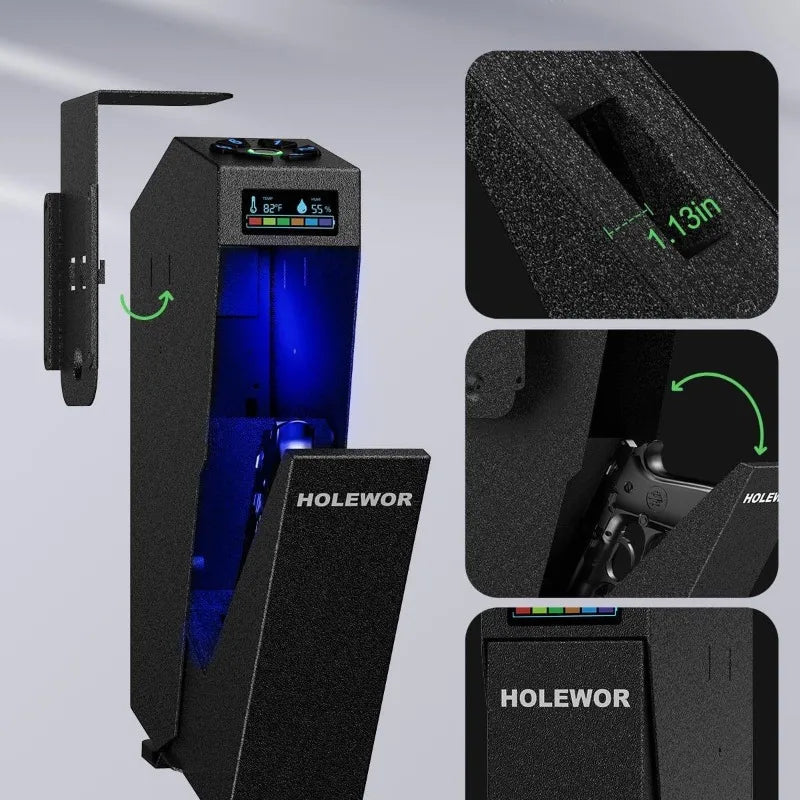 Smart Fingerprint Handgun Safe Biometric Lock Alloy Steel Security Box for Home Car Bedside