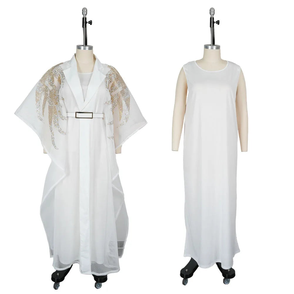 Traditional Dresses For Women Turkey African Dashiki 2 PCS Set Clothing Dubai Kaftan Muslim Abayas Wedding Party Evening Gowns