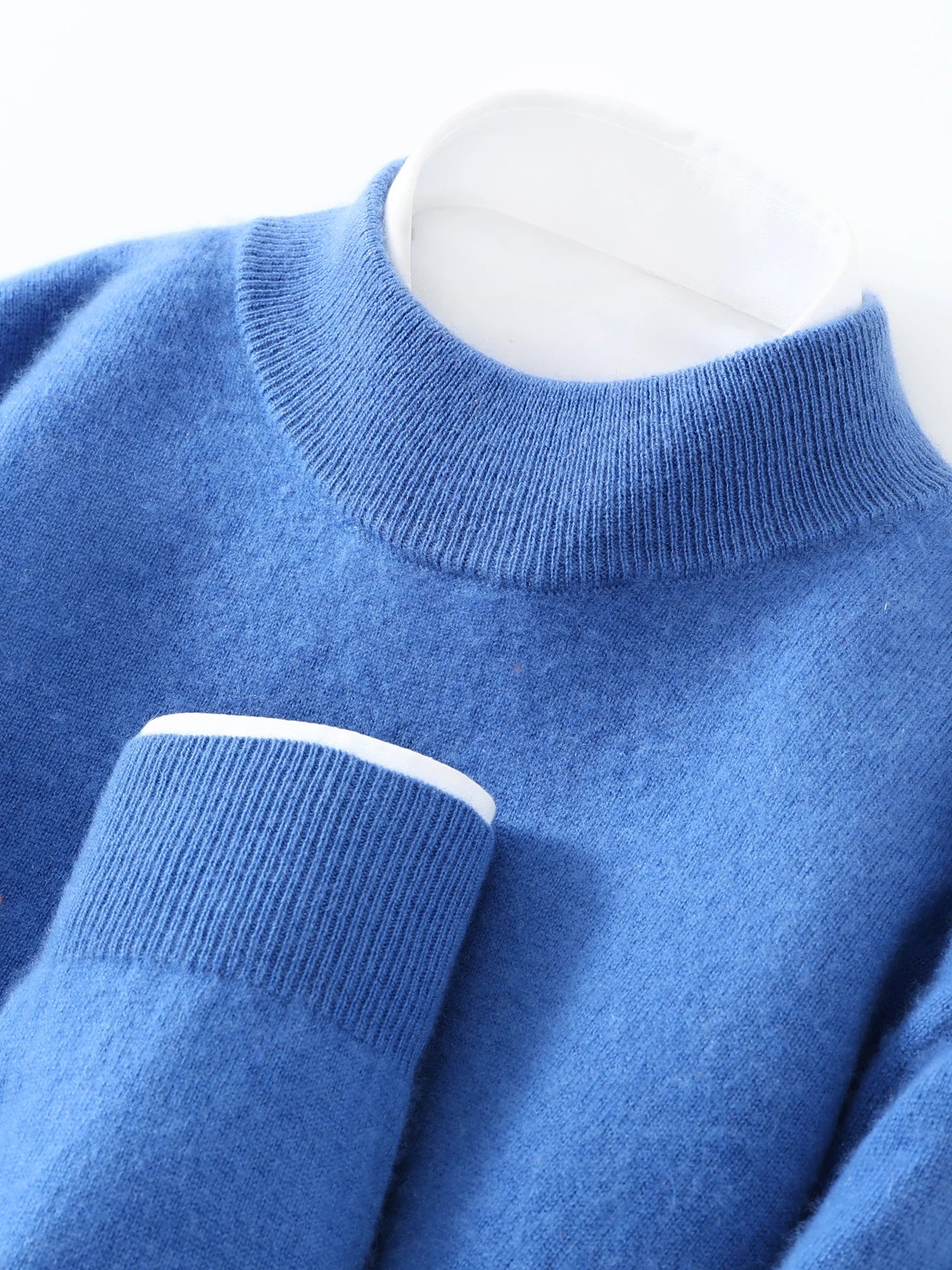 Autumn/Winter Men's 100% Pure Cashmere Pullover Business Casual Solid Knitted Sweater Loose Half High Neck Tops Thick Jumper