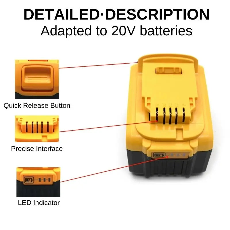 For DeWalt 20v 6000mAh 8000mAh 12000mAh Rechargeable Li-ion Battery Power Tools Replaceable Battery