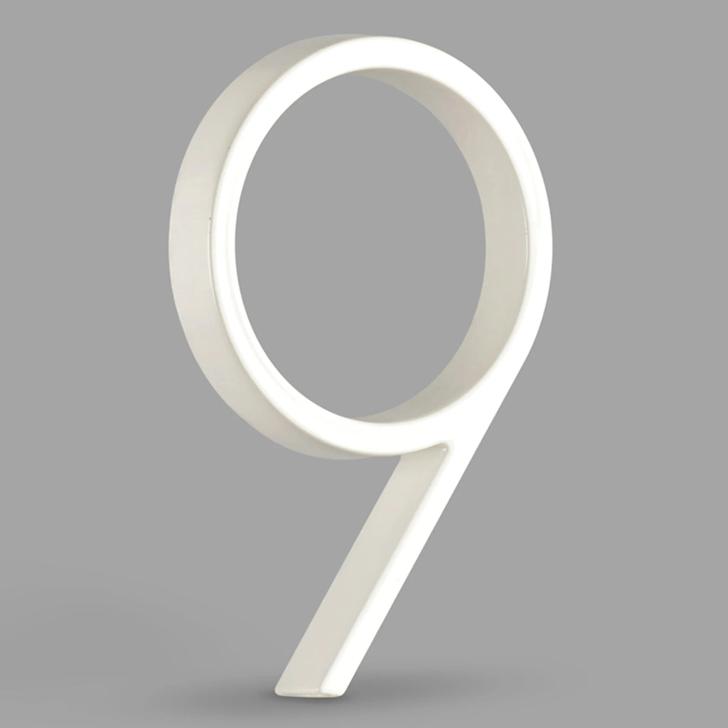 1pc 125mm Floating House Number Outdoor 5 inch White Aluminum Alloy Apartment Door Numbers Mailbox Address Sign #0-9 With Screws