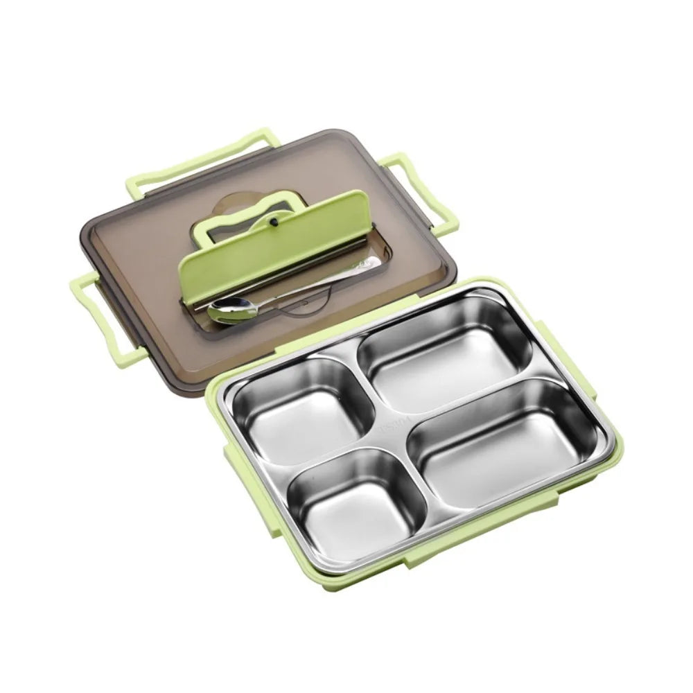 Leakproof Stainless Steel Lunch Box Microwavable Multi-Grid Food Container with Cutlery Food Grade Lunch Container Office Worker