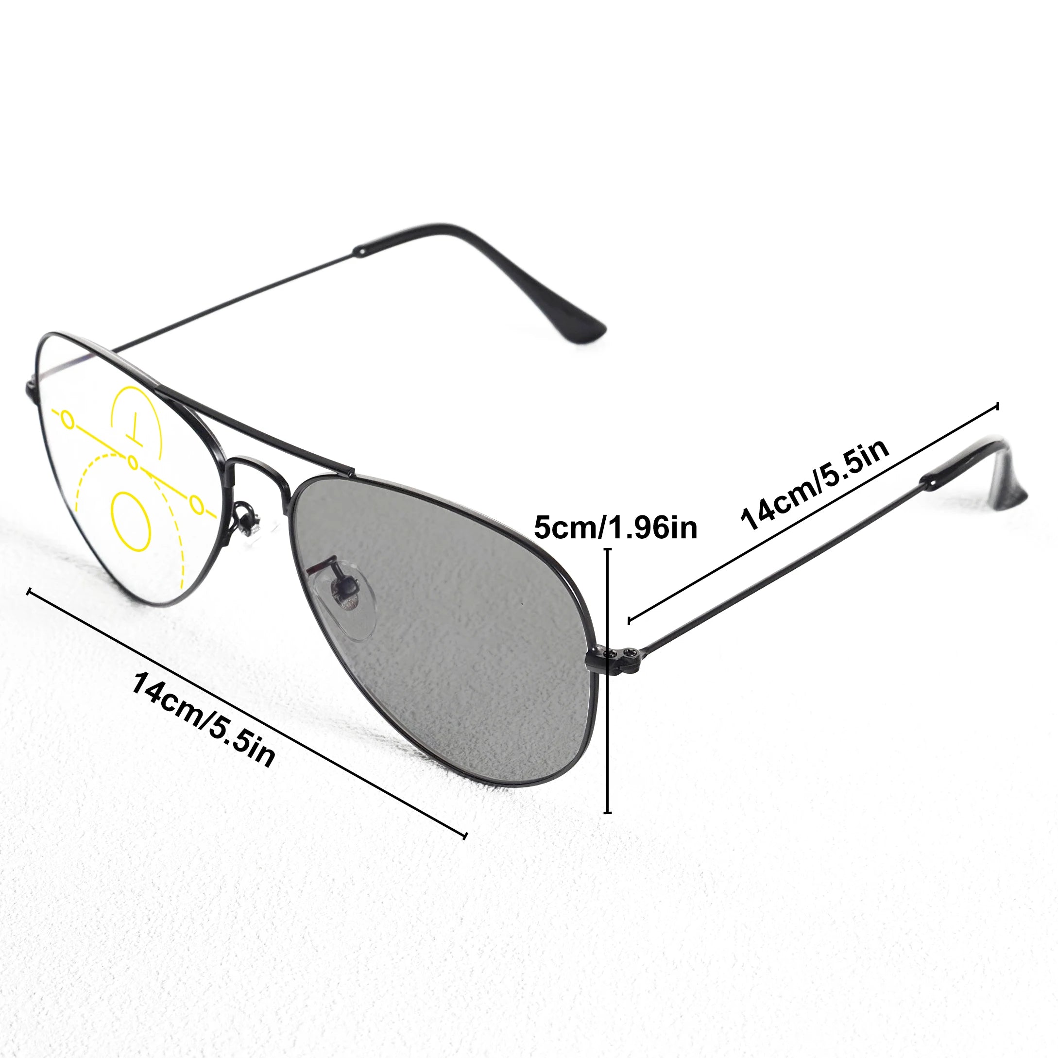 Classic Pilot Photochromic Progressive Multifocal Reading Glasses Men Women Metal Frame Anti Blue Light Presbyopia Eyeglasses