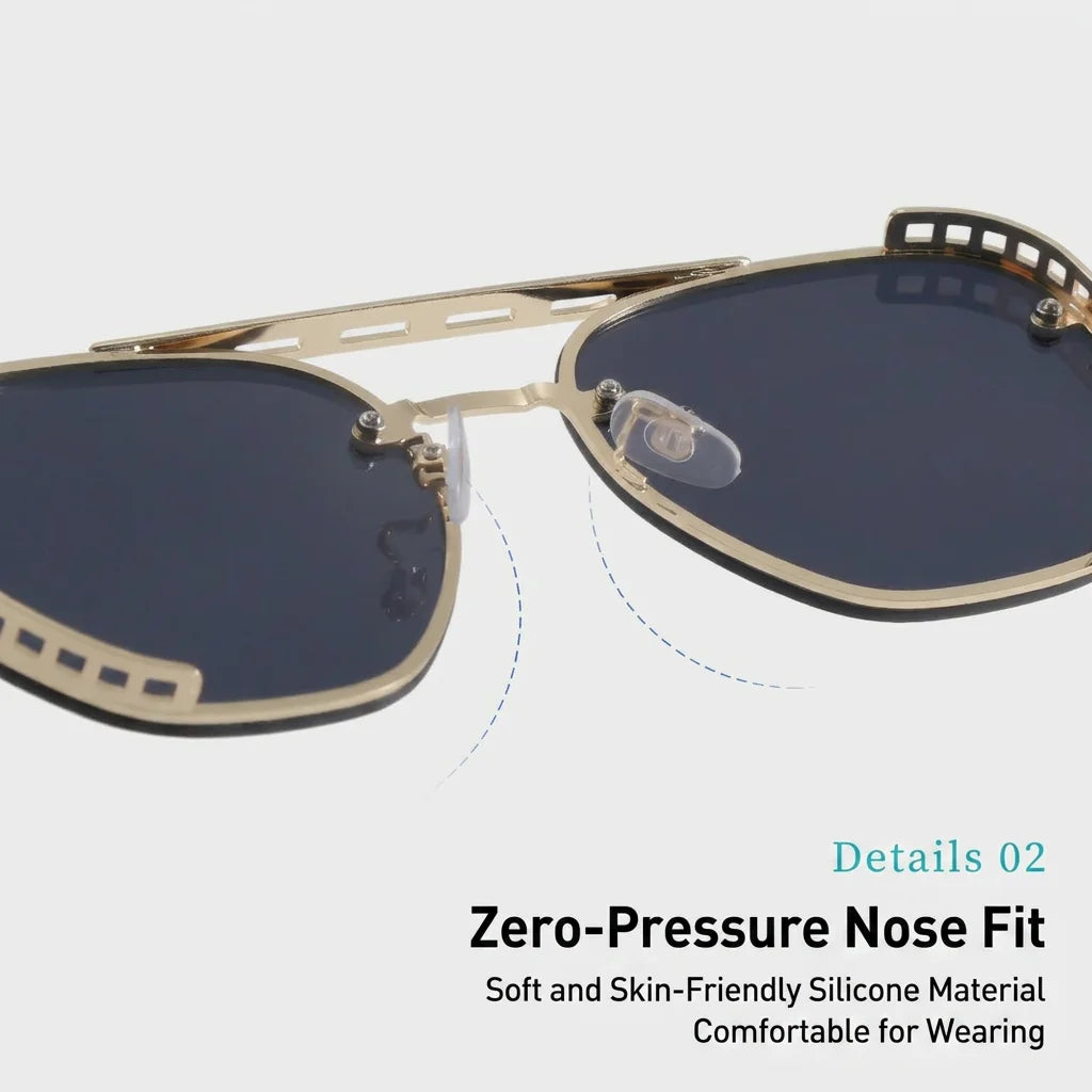Unisex Stylish Sunglasses Trendy Gold Frame Hd Lens Glasses Oval Metal Frame Eyeglasses European-American Uv400 Shades Eyewear