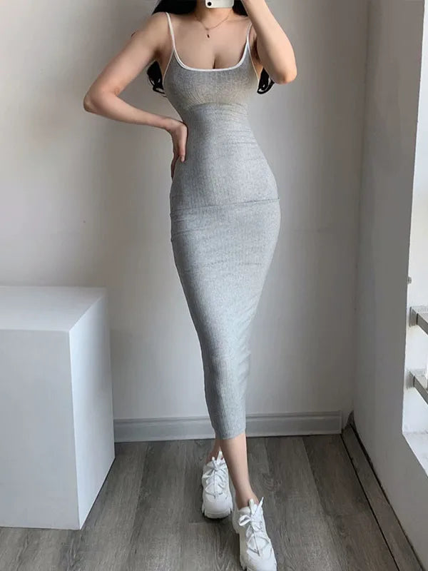 Summer New WOMENGAGA Korean Style Street Sports Casual Low Chest Sexy Slim Hip Slim Long Dress Hot Sexy Dresses Tops 5ZAC