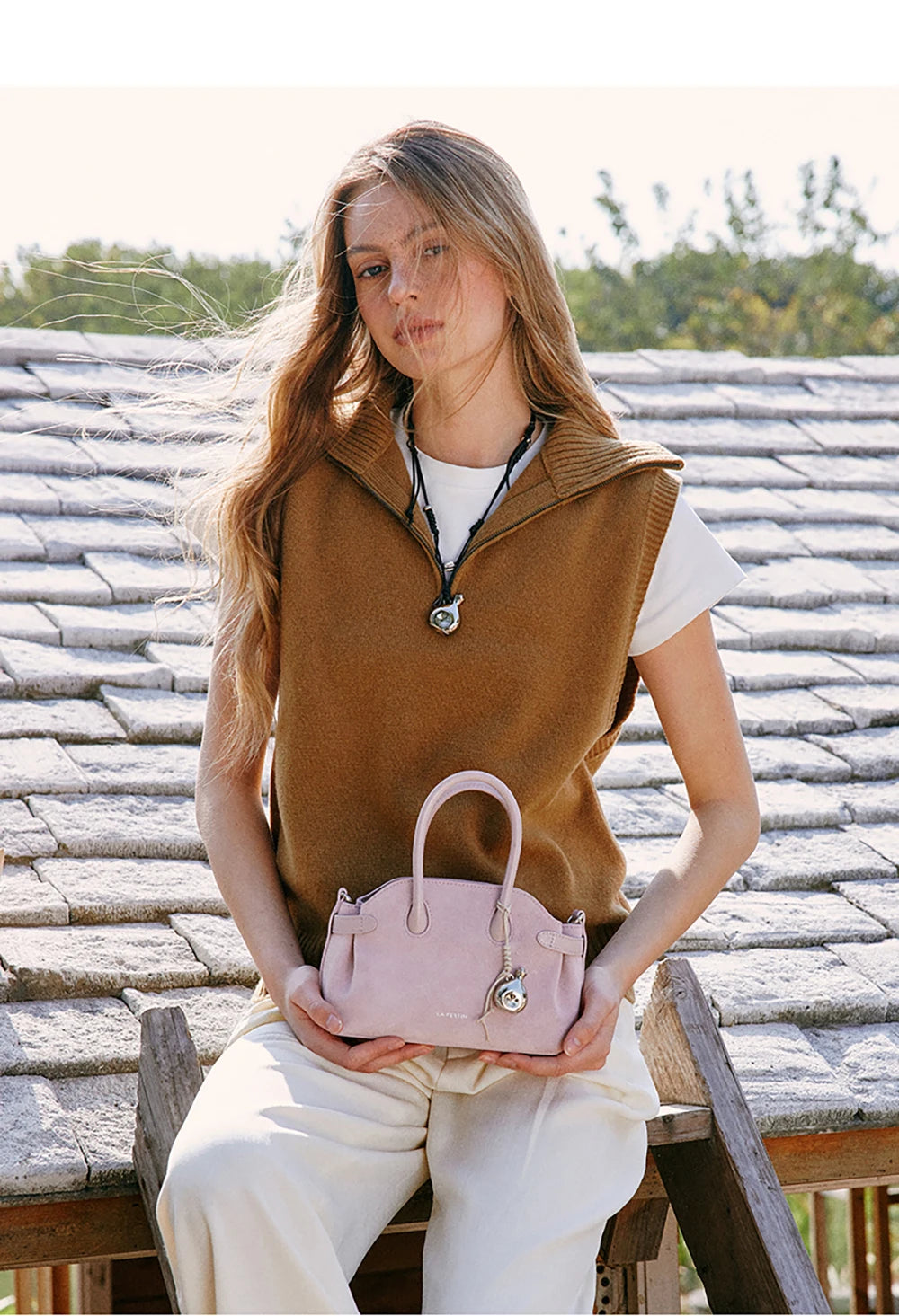 LA FESTIN Original Brand Women's Bag 2025 New Suede Bag Luxury Designer Handbag Boston Bag Shoulder Crossbody Bag Bowling Bag
