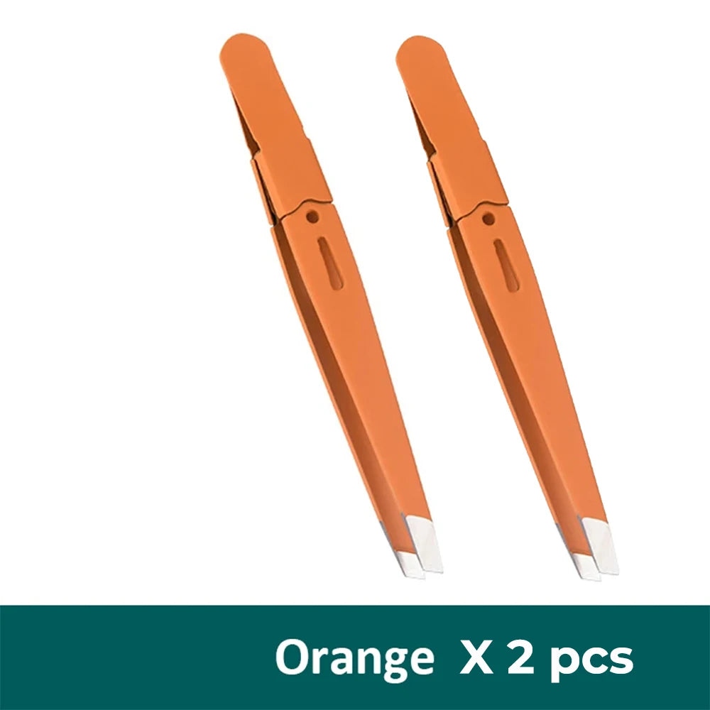 Eyebrow Tweezer Colorful Hair Beauty Fine Hairs Puller Stainless Steel Slanted Eye Brow Clips Removal Makeup Tools