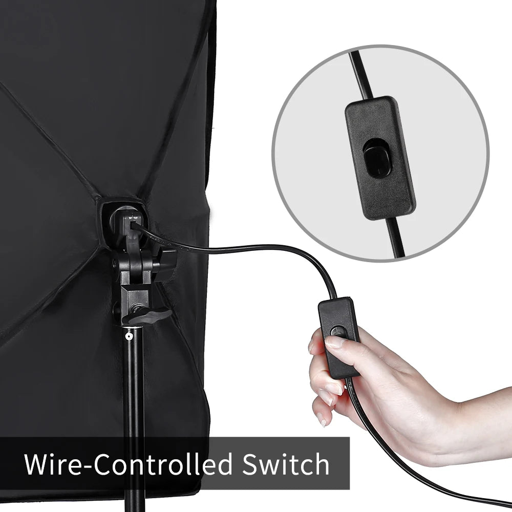New 30w 40w Photography 50x70CM Softbox Lighting Kits System Soft box Continuous Light Use For Photo Studio Portrait Shooting