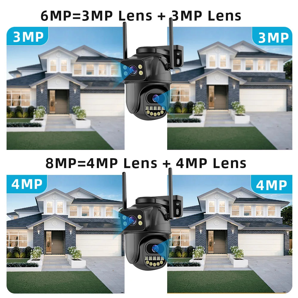 4K 8MP Security Camera 5X Zoom Dual Lens Dual Screen Outdoor WiFi Home Protection 6MP IP PTZ CCTV Video Surveillance Camera