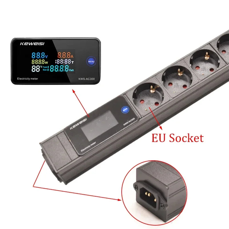 EU Power Strip Power Energy Volt Watt Kwh Meter 2/3/4/5/6/7/8/9/10/11Ways EU Socket extension electrica C14 interface