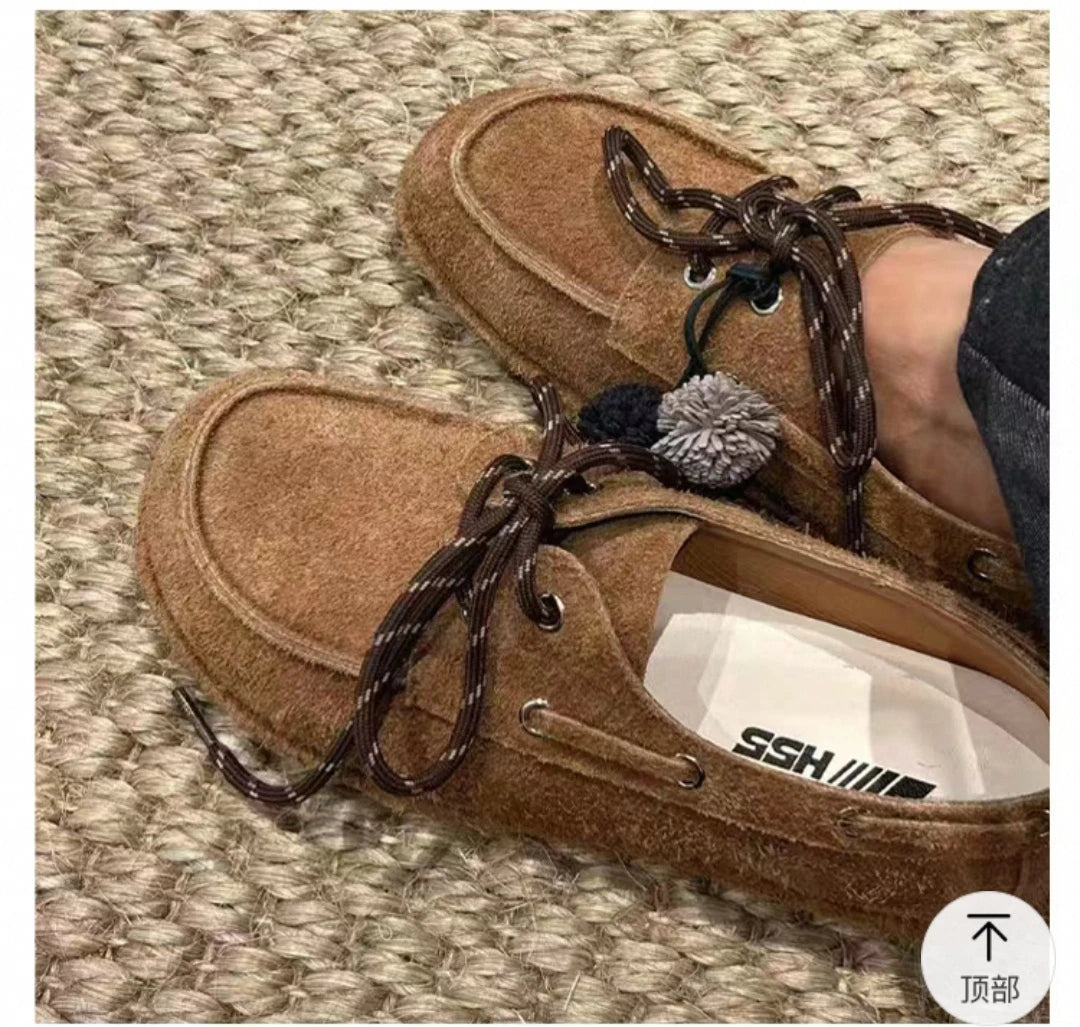 Women Flats Shoes Suede Lace Up Sport Running Women Shoes Autumn Designer Brand Walking Loafers Running Comfortable Work Shoes