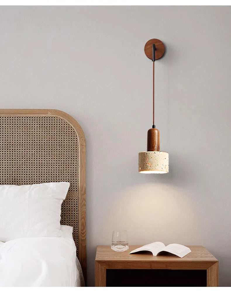 Natural Yellow Marble Led Wall Lamp Japanese Wabi Sabi Home Stay Bedside Decorative Lamp Warm Color Study Restaurant Light